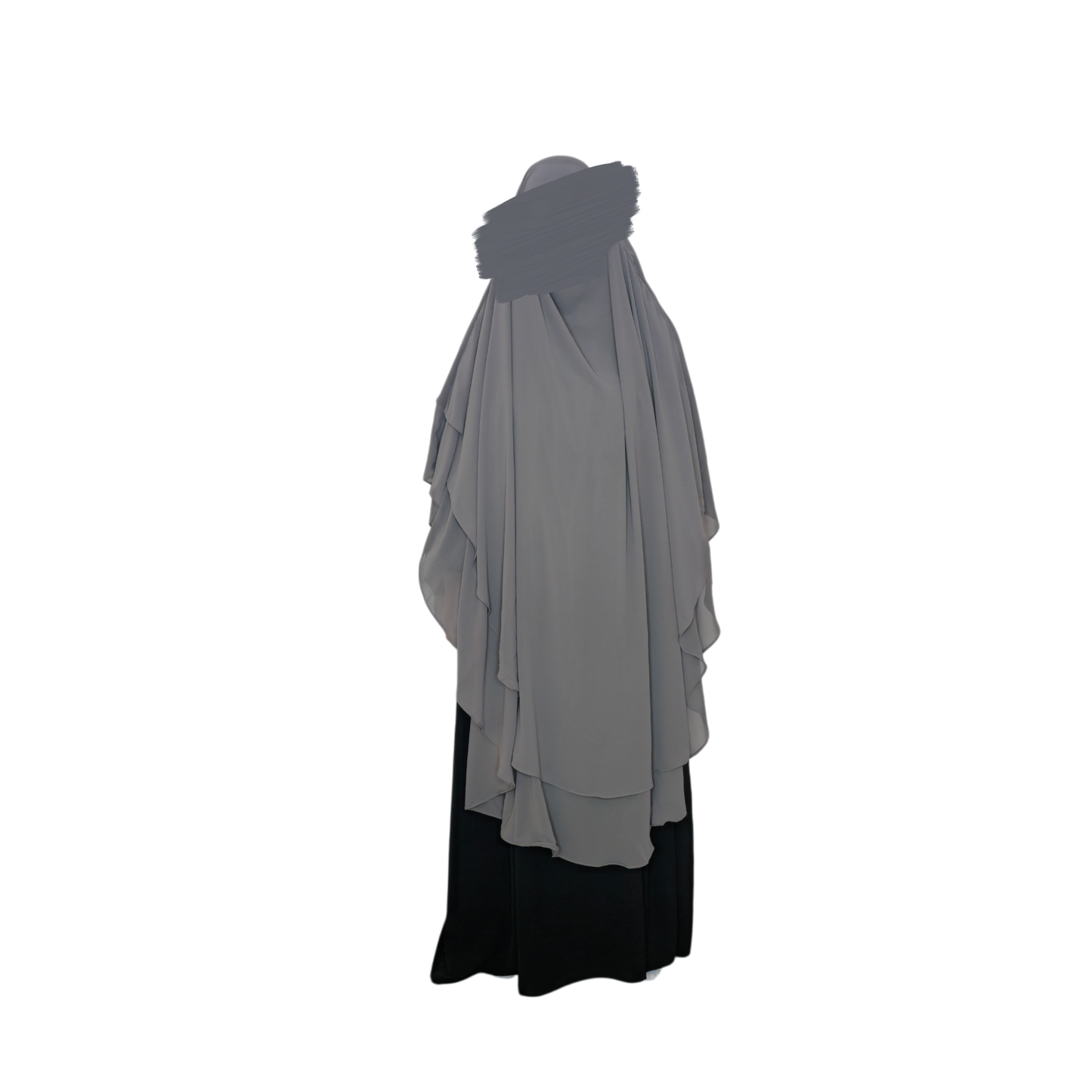 2 layer - Dove Grey Chiffon Khimar