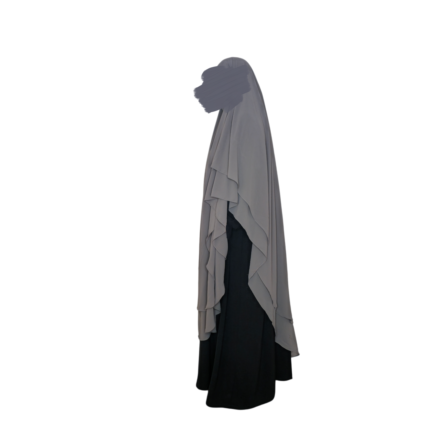 2 layer - Dove Grey Chiffon Khimar