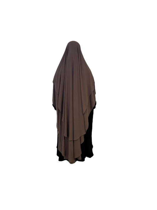 2 Layer -  Taupe Chiffon Khimar