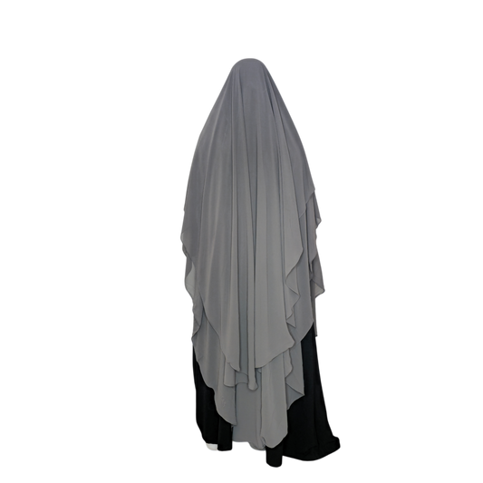 2 layer - Dove Grey Chiffon Khimar